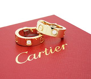 Cartier LOVE EARRINGS, 2 DIAMONDS IN 18K YELLOW GOLD