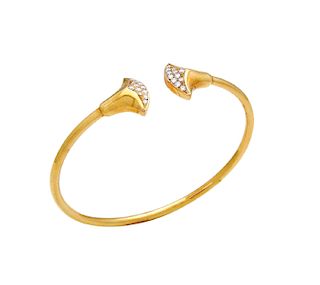 18K Rose Gold 0.50 TCW Diamond Cuff Bracelet Size 6.25