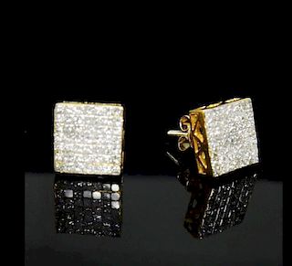 14k Gold 1.00 Ct VS-SI Princess Diamond Unisex Earrings