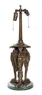 A Neoclassical Gilt Bronze and Marble Table Lamp, Height overall 27 3/4 inches.