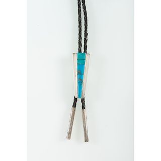 Navajo Sterling Silver and Turquoise Bolo Tie