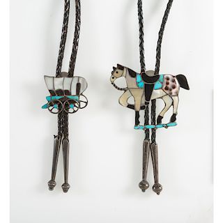 Zuni Channel Inlay Western Themed Bolo Ties