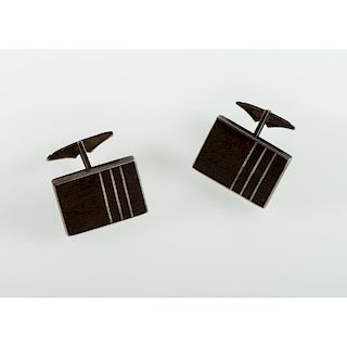 Kenneth Begay (Dine, 1913-1977) Navajo Ironwood and Sterling Silver Cufflinks