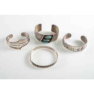 Sidney and Arlene Nez (Dine, 20th century) Navajo Sterling Silver and Turquoise Cuff, PLUS