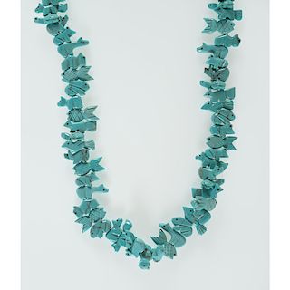 Carved Turquoise Fetish Necklace