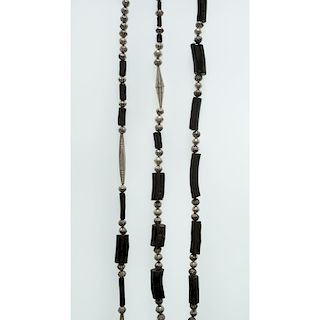 Cochiti Silver and Black Bead Necklaces