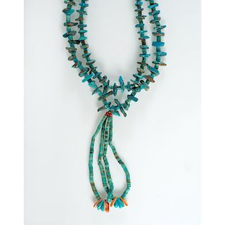 Pueblo Style Turquoise Necklace with Joclas