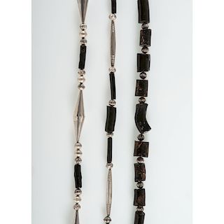 Black Coral and Silver Bead Necklace