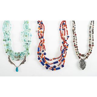 Three Multi-Strand Necklaces