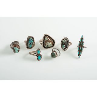Navajo and Zuni Turquoise and Silver Rings