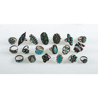 An Assortment of Southwestern, Navajo, and Zuni Rings, From the Estate of Krystal E. Nitschke, Chicago, Illinois
