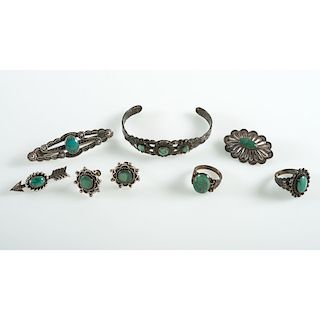 Silver and Turquoise Curio Jewelry, From the Estate of Krystal E. Nitschke, Chicago, Illinois