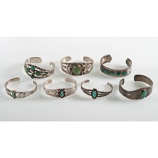 Silver and Turquoise Curio Cuff Bracelets