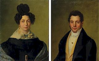 French School, (19th century), Gentleman and Lady (a pair of portraits)