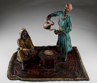 Signed Austrian Cold Painted Bronze Arab Group