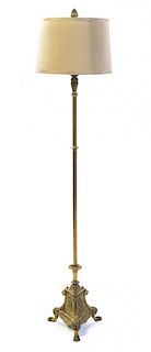 A Neoclassical Gilt Bronze and Gilt Metal Floor Lamp, Height overall 59 inches.