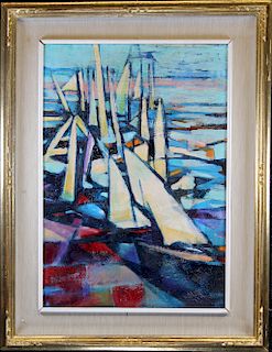1966 Painting of Livorno Italy, Signed