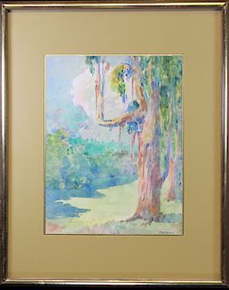 Monsell, Watercolor of a Tree in a Landscape