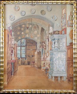 Jakle, Watercolor of Elegant Interior Setting