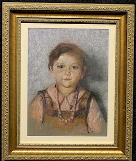 Signed, American 1930's Portrait of Young Girl