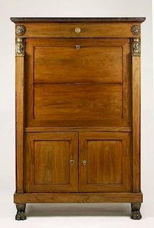 French Empire Style Walnut Secretaire a Abattant