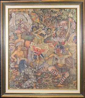 "War God's" Balinese Painting, Signed
