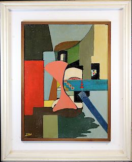 Signed, 20th C. Italian Cubist Abstract Painting