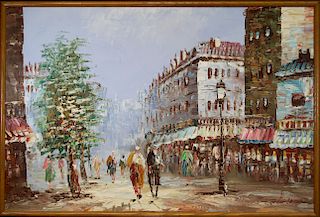 Signed, 20th C. Impressionist Paris Street Scene