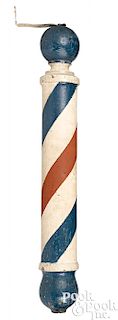 Painted pine barber pole trade sign