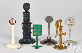 Group of cast iron road signs