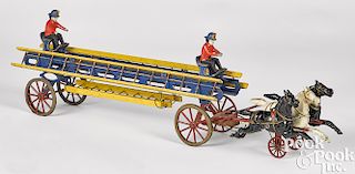 Wilkins cast iron horse drawn fire ladder wagon