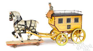 German painted wood horse drawn delivery wagon