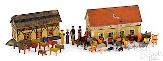 Two painted wood Noah's Ark toys