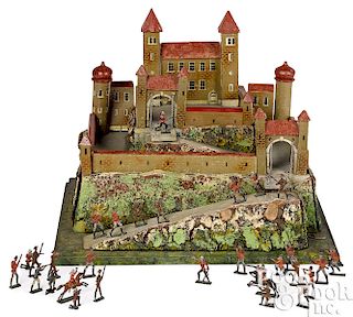 German painted wood and compostion fortress