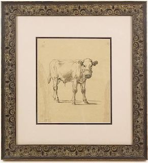 Eugene Verboeckhoven "Cow Study", Monogrammed