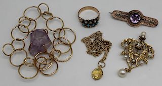 JEWELRY. Assorted Antique and Modern Gold Jewelry.