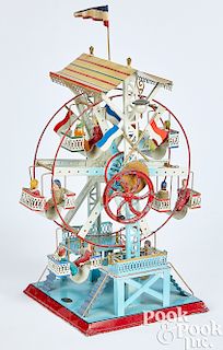 Doll & Cie painted and embossed tin Ferris wheel