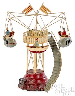 Carette painted tin carousel steam toy accessory