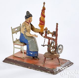 Gunthermann woman at spinning wheel steam toy