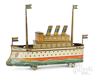 Holland ocean liner biscuit tin pull toy