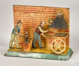 Painted tin blacksmith shop steam toy accessory
