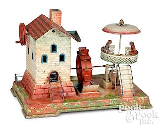 Painted and embossed tin mill steam toy accessory