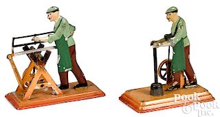 Two Bing workmen steam toy accessories