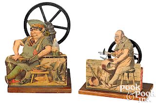 Two paper lithograph on wood steam toy accessories