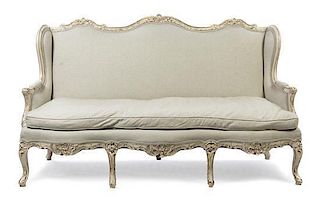 A Louis XV Style Painted Canape, Width 72 inches.
