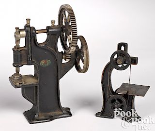 Two painted cast iron steam toy accessories