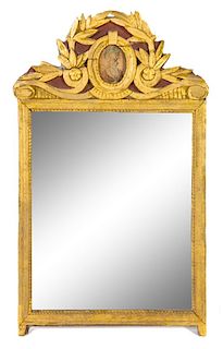 A Louis XVI Style Giltwood Mirror Height 36 1/2 x width 32 1/4 inches.