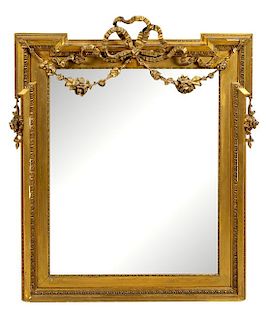 A Louis XVI Style Giltwood Mirror Height 35 3/8 x width 29 5/8 inches.