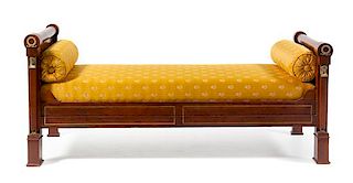An Empire Style Gilt Metal Mounted Day Bed Width 73 inches.