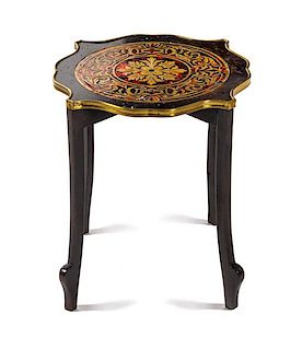 A Napoleon III Boulle Side Table Height 16 inches.